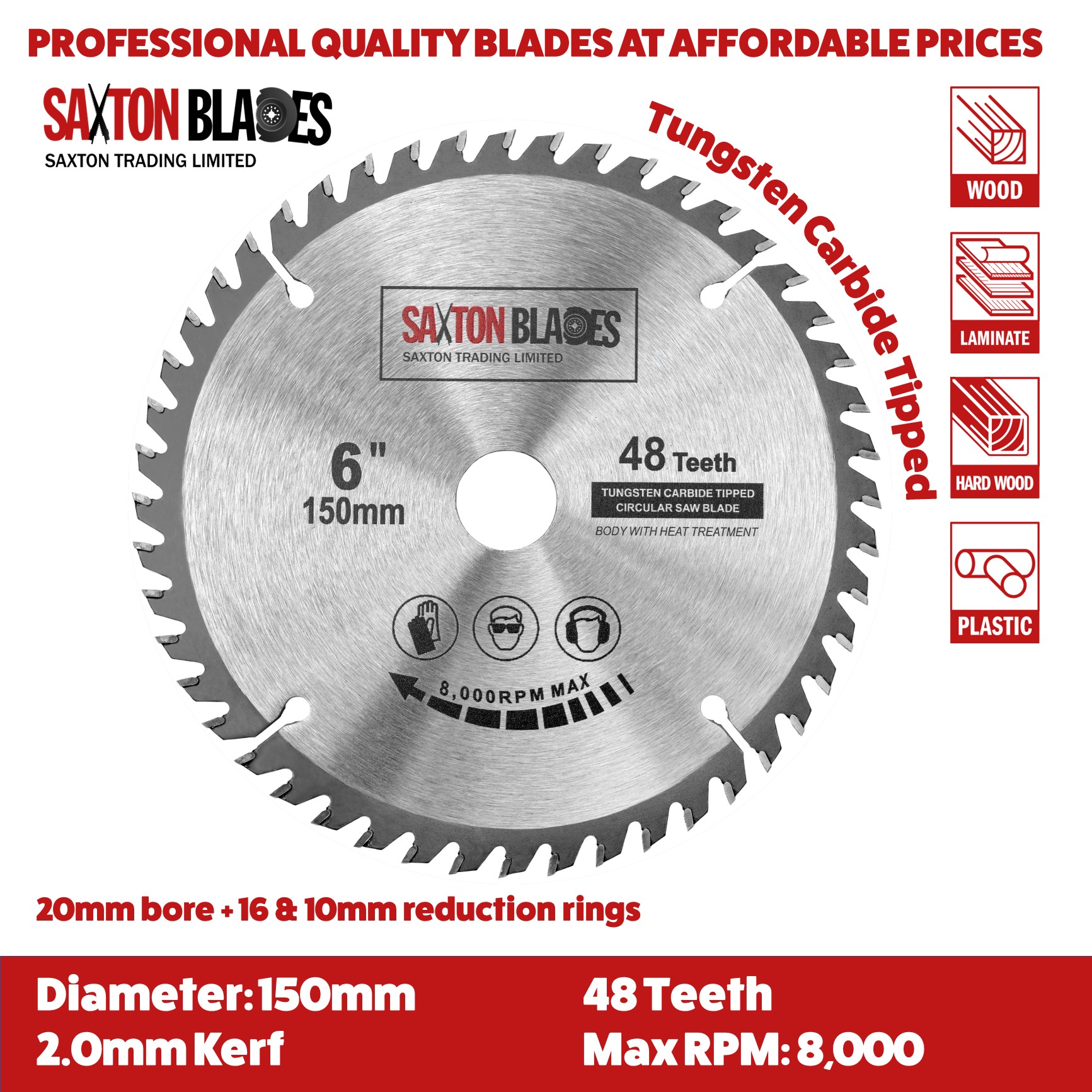 TCT Circular Blade 150mm x 48T Saxton Blades