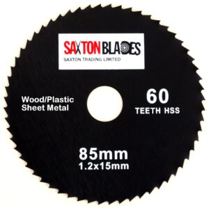 Saxton GPB8560T 85mm x 60T HSS Circular Saw Blade Compatible with Worx Worxsaw Bosch Makita Ryobi