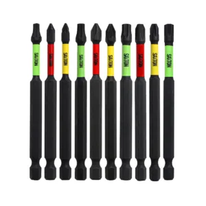 10 x Saxton 89mm PZ1 PZ2 PZ3 PH1 PH2 PH3 TX20 TX25 TX30 TX40 Magnetic Impact Screwdriver Driver Bits Set