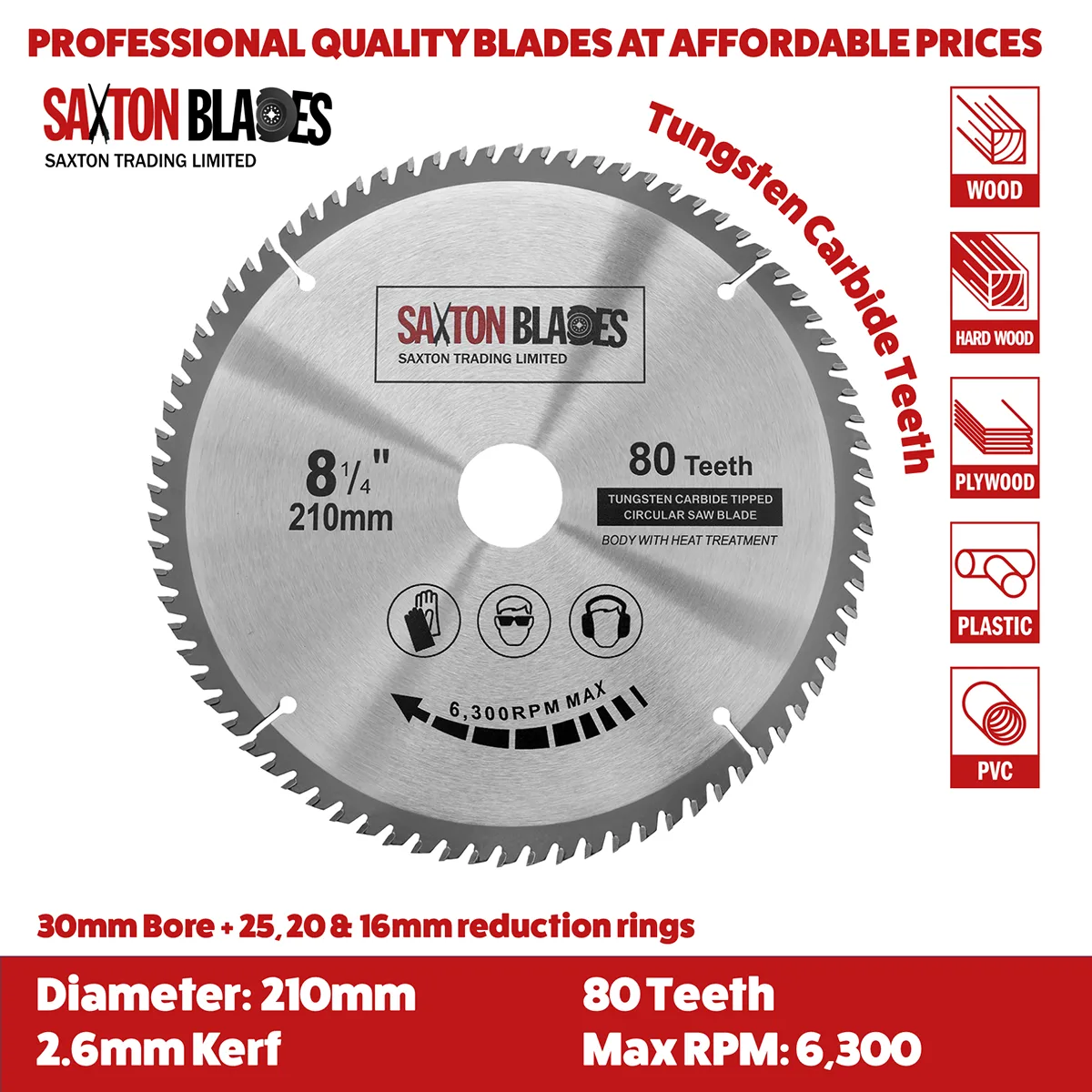 TCT Circular Blade 210mm x 80T | Saxton Blades
