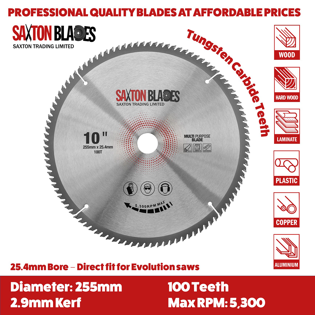Faithfull FAIZ25440 TCT Circular Saw Blade - 254mm Diameter, 30mm Bore, 40 Teeth