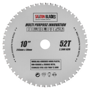 TCT Multi Purpose Innovation Circular Saw Blade 255mm x 52T x 30mm Bore + Reduction Rings