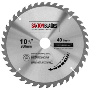 Saxton TCT26040T TCT Circular Wood Saw Blade 260mm x 40T Compatible with Festool Bosch Makita Dewalt