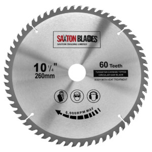 Saxton TCT Circular Wood Saw Blade 260mm x 30mm x 60T Compatible with Festool Bosch Makita Dewalt
