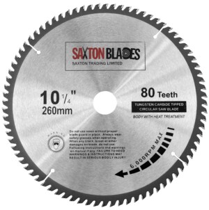 Saxton TCT26080T TCT Circular Wood Saw Blade 260mm x 80T Compatible with Festool Bosch Makita Dewalt