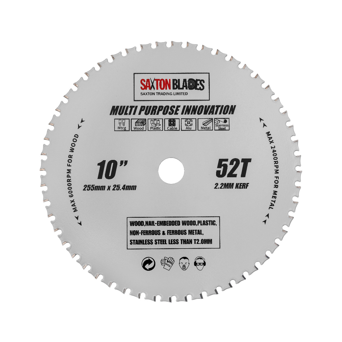 TCT Multi Purpose Innovation Circular Saw Blade 255mm x 52T x 25.4mm