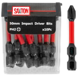 Saxton 10x PH2-50mm Impact Duty Screwdriver Drill Driver Bits Set