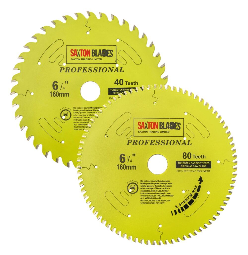 Hoja De Sierra Circular TCT Saxton 185x80 Dientes - Con Anillos Reductores, Para Madera Y Plásticos