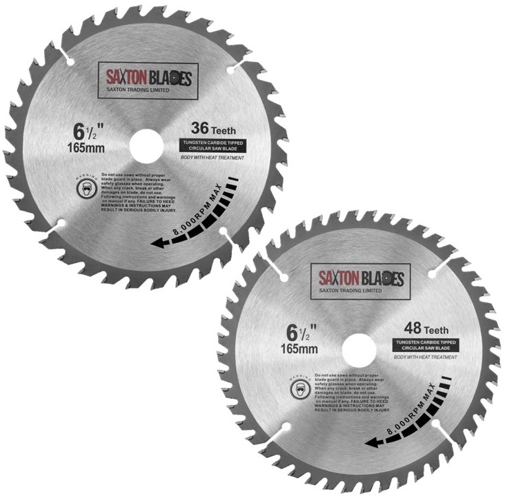 Saxton TCT Circular Fine Cutting Wood Saw Blade 165 X 20 (16 Ring) X 80 Teeth Copatible