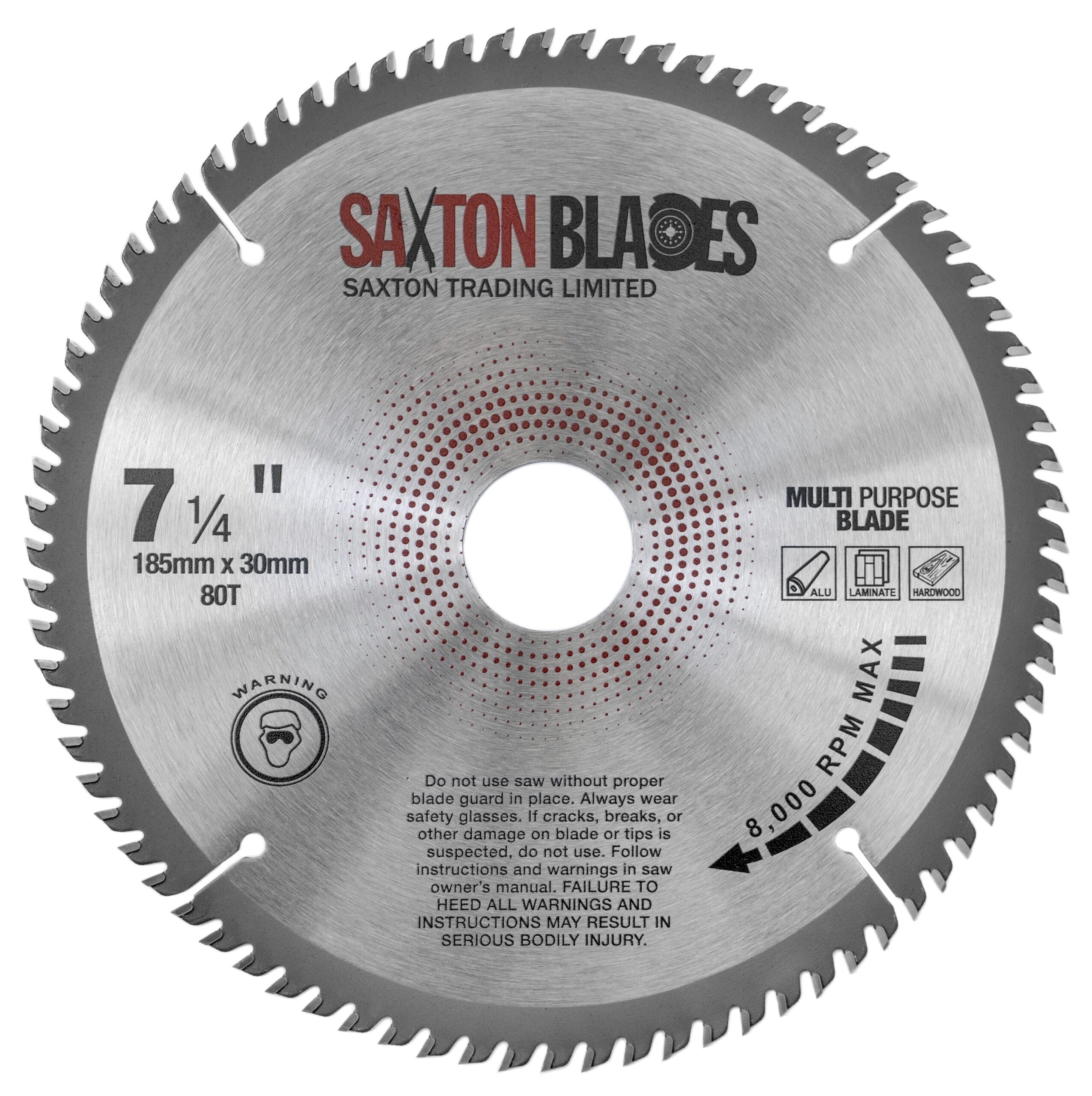 TCT MultiPurpose Circular Saw Blade 185mm x 80T Saxton Blades