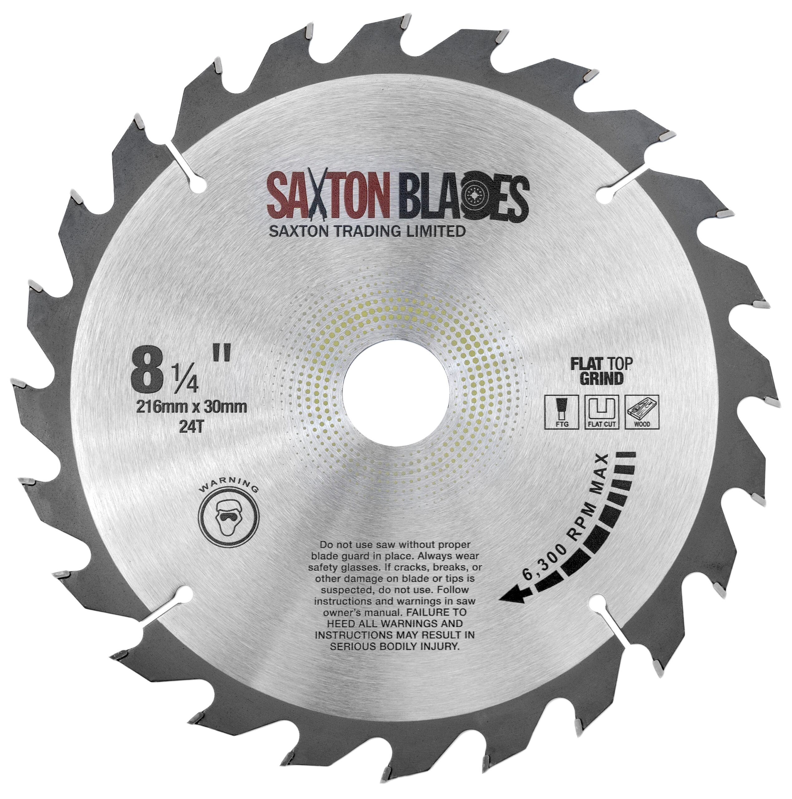 TCT21680TTCG Saxton TCT cirkelzaagblad 216mm x 80T x 30mm boring (16, 20 en 25mm ringen) Aluminium laminaathardhout