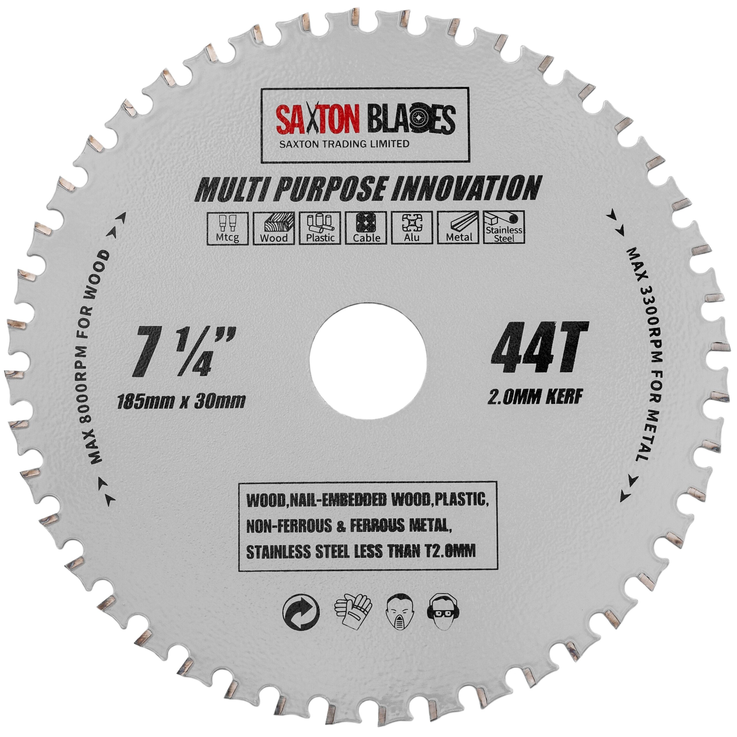 TCT Multi Purpose Innovation Circular Saw Blade 185mm x 44T Saxton Blades