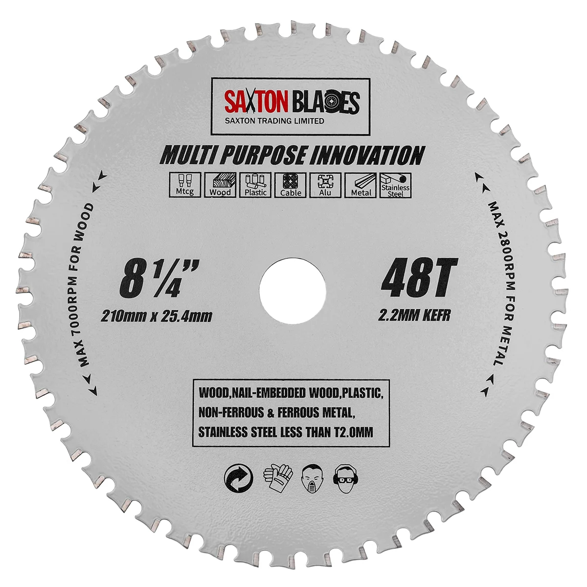 TCT Multi Purpose Innovation Circular Saw Blade 210mm x 48T x 25.4mm Bore Saxton Blades