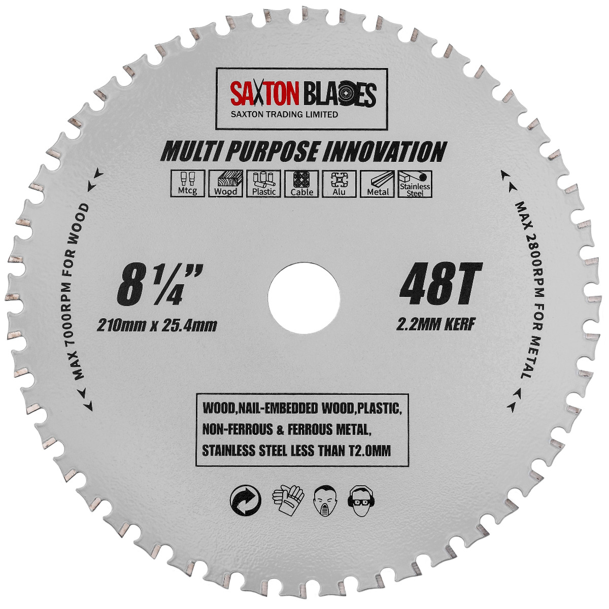 TCT Multi Purpose Innovation Circular Saw Blade 210mm x 48T x 25.4mm