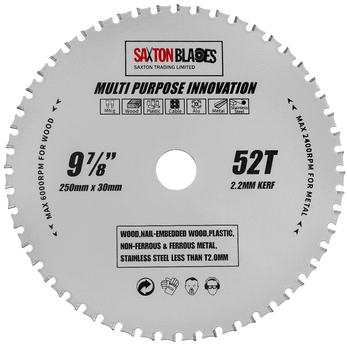 TCT Multi Purpose Innovation Circular Saw Blade 250mm x 52T x 30mm Bore
