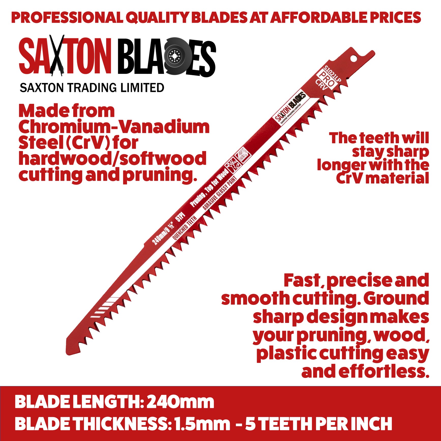 Lenox 12in 10 TPI DEMOWOLF Reciprocating Saw Blade 5 Pack - LXAR1250R