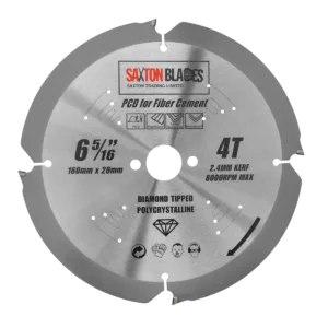 PCD Circular Saw Blade, 160mm x 4 Teeth Polycrystalline Diamond Tipped Fibre Cement Board, Hard Materials