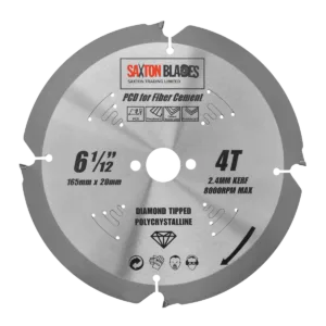 PCD Circular Saw Blade, 165mm x 4 Teeth Polycrystalline Diamond Tipped Fibre Cement Board, Hard Materials