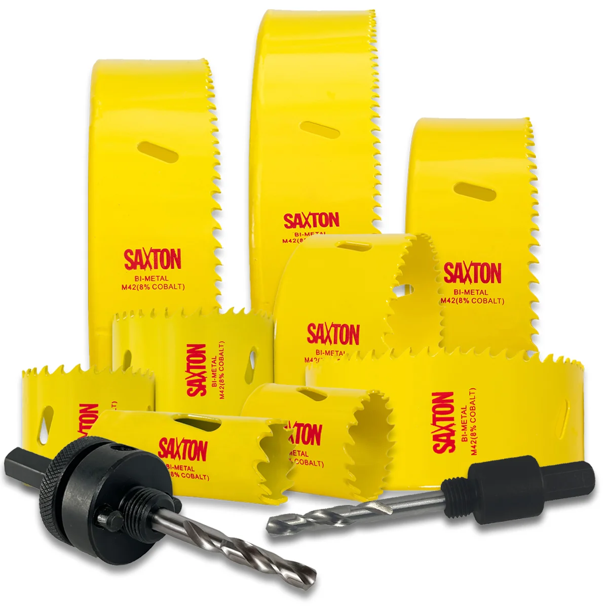 HSS Hole Saw M42 Bi Metal 8 Cobalt Heavy Duty with Arbor 14mm 230mm Saxton Blades