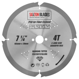 PCD Circular Saw Blade 185mm x 4T x 20mm Bore Polycrystalline Diamond Tipped (16mm ring)